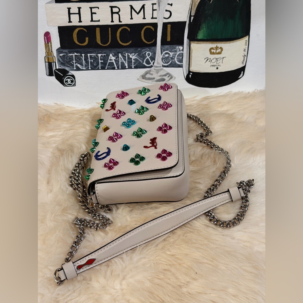 🔥 CHRISTIAN LOUBOUTIN PALOMA STUDDED SHOULDER BAG - Picture 8 of 12